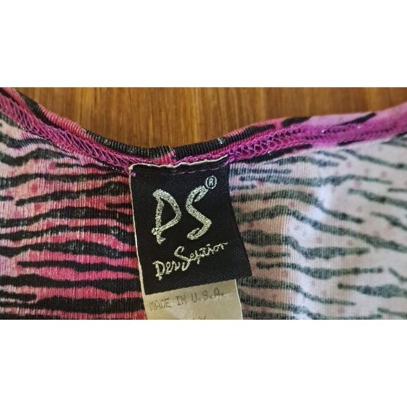 Vintage Animal Print Dress Sparkly Sheath Pink Black Stretch 1990s Bodycon 1X - Picture 2 of 5